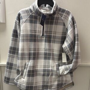 JACHS Girlfriend Gray and White Plaid Hoodie - NWT